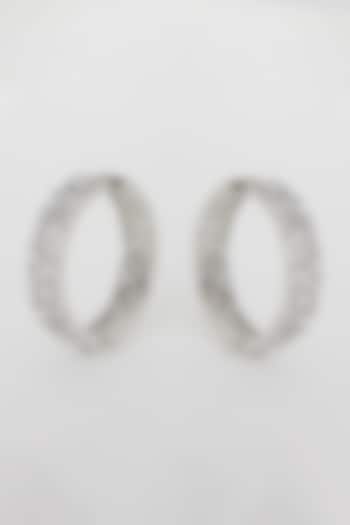 White Finish Diamond Hoop Earrings by Aster at Pernia's Pop Up Shop