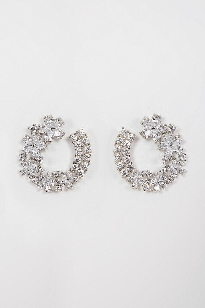 White Finish Faux Diamond Earrings by Aster at Pernia's Pop Up Shop