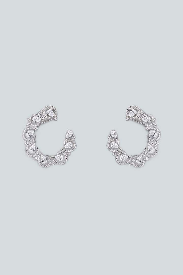 White Finish Zircon Stud Earrings by Aster at Pernia's Pop Up Shop