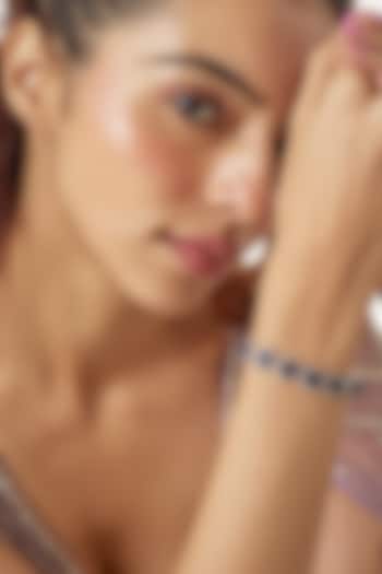 White Finish Zircon & Blue Stone Bracelet by Aster at Pernia's Pop Up Shop