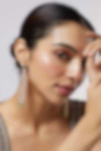 Rose Gold Finish Zircon & Green Stone Dangler Earrings by Aster at Pernia's Pop Up Shop