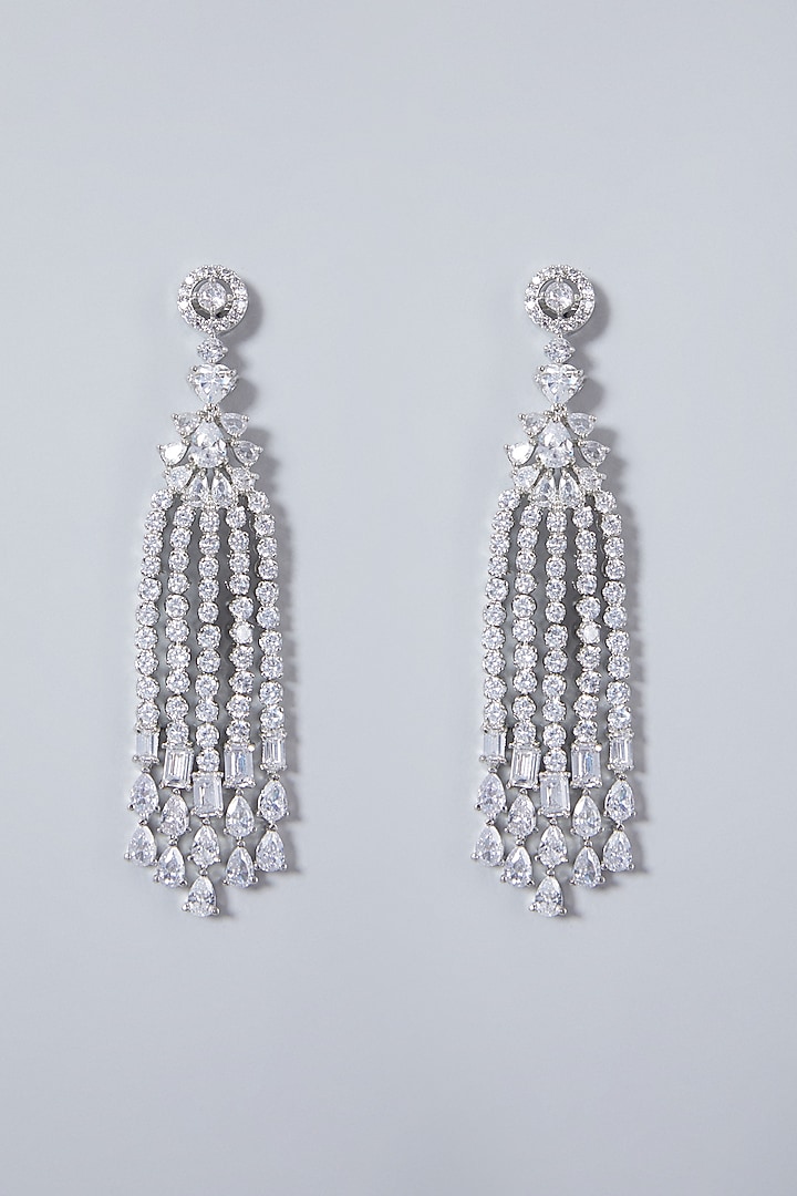 White Finish Zircon Earrings by Aster at Pernia's Pop Up Shop