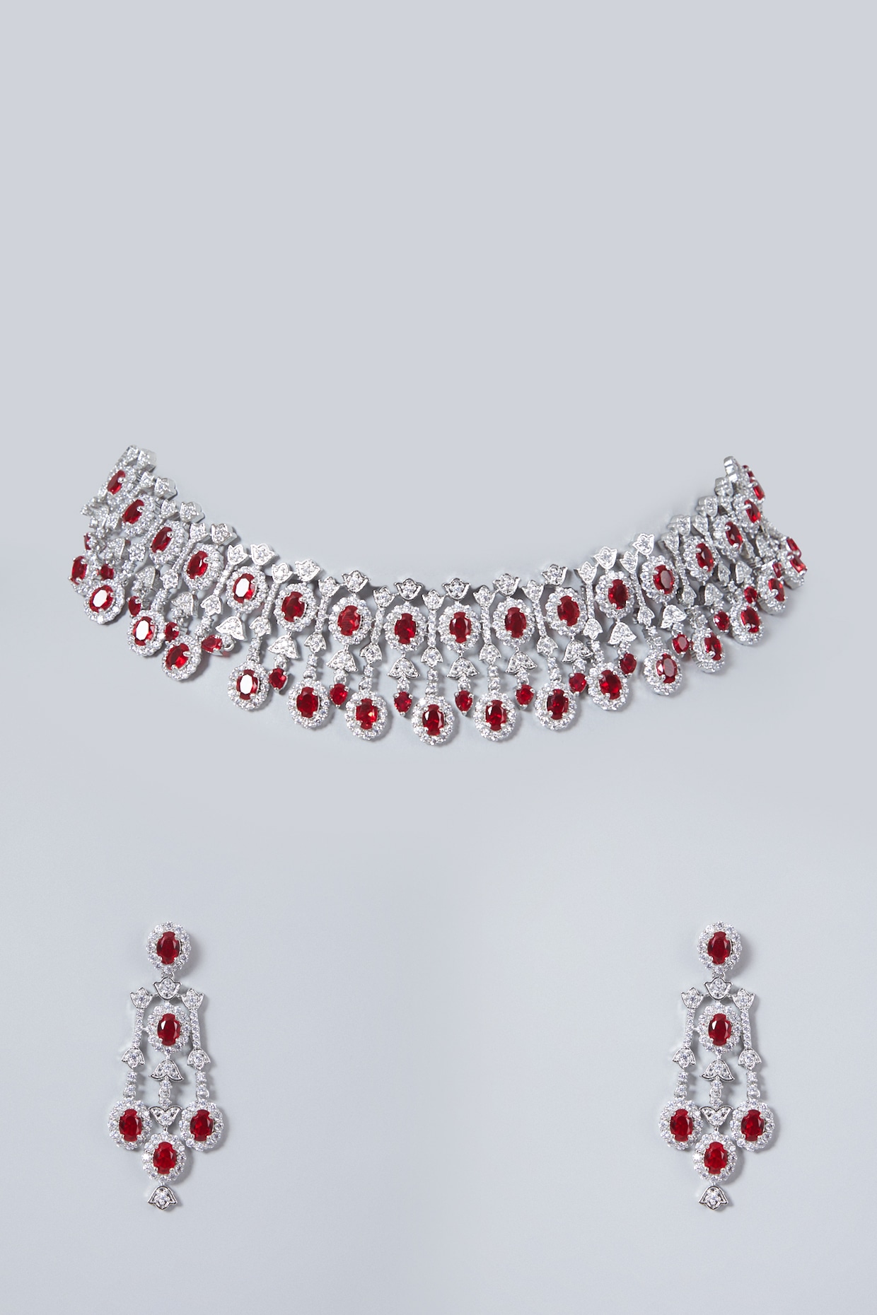 Alia Red Diamond Necklace set | Gemzlane