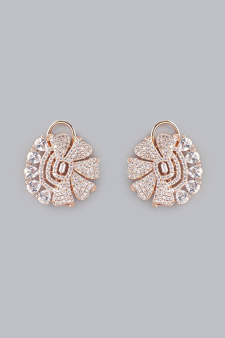 Rose Gold Finish Zircon Stud Earrings by Aster at Pernia's Pop Up Shop