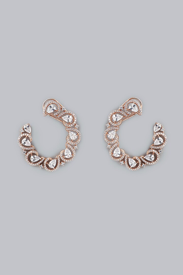 Rose Gold Finish Zircon Stud Earrings by Aster at Pernia's Pop Up Shop