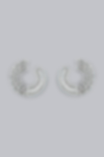 White Finish Faux Diamonds & Zircons Stud Earrings by Aster at Pernia's Pop Up Shop