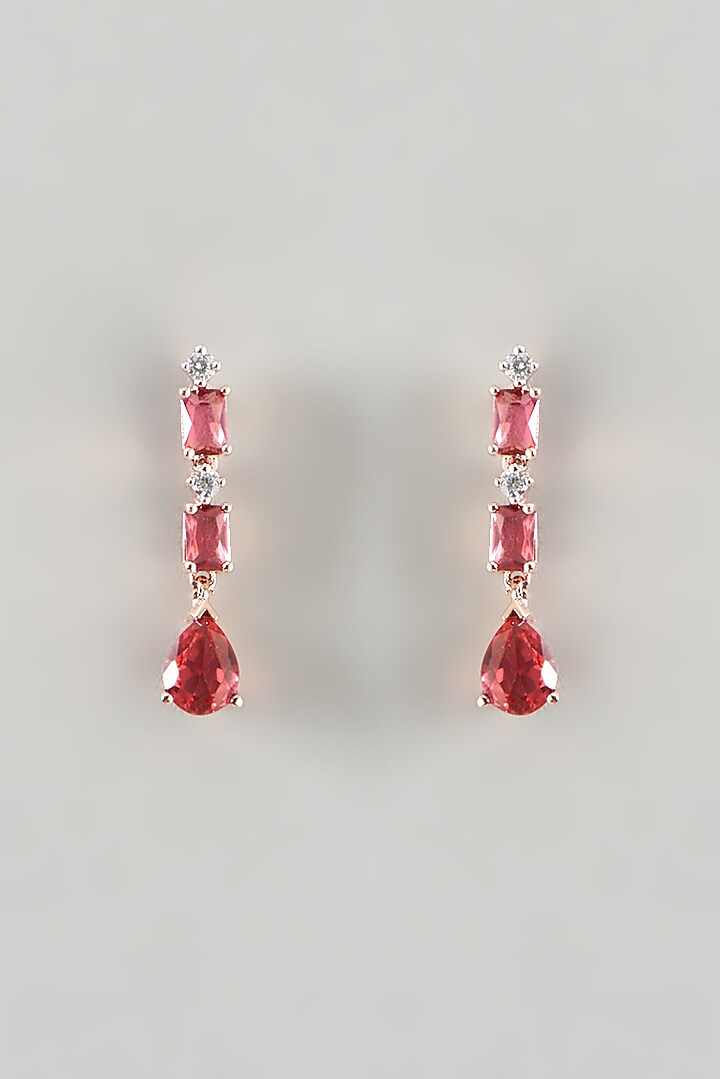 Rose Gold Finish Zircon & Synthetic Ruby Necklace Set by Aster at Pernia's Pop Up Shop