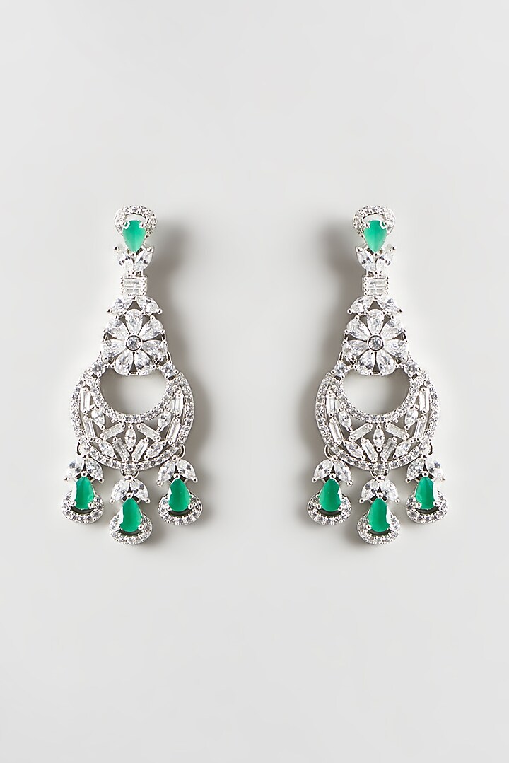 White Finish Emerald & Zircon Necklace Set by Aster at Pernia's Pop Up Shop