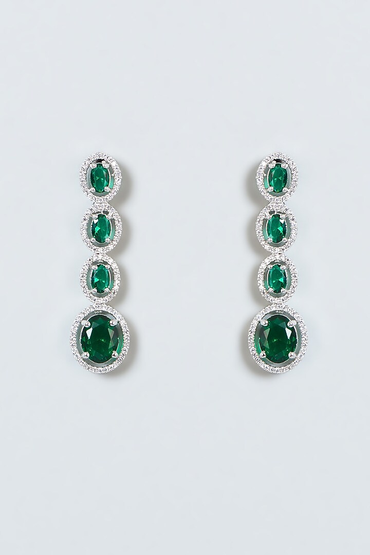 White Finish Zircon & Green Stone Choker Necklace Set by Aster at Pernia's Pop Up Shop