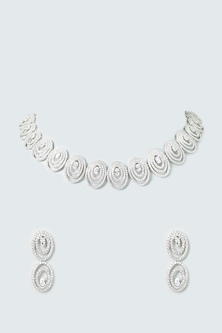 White Finish Zircon Choker Necklace Set by Aster at Pernia's Pop Up Shop