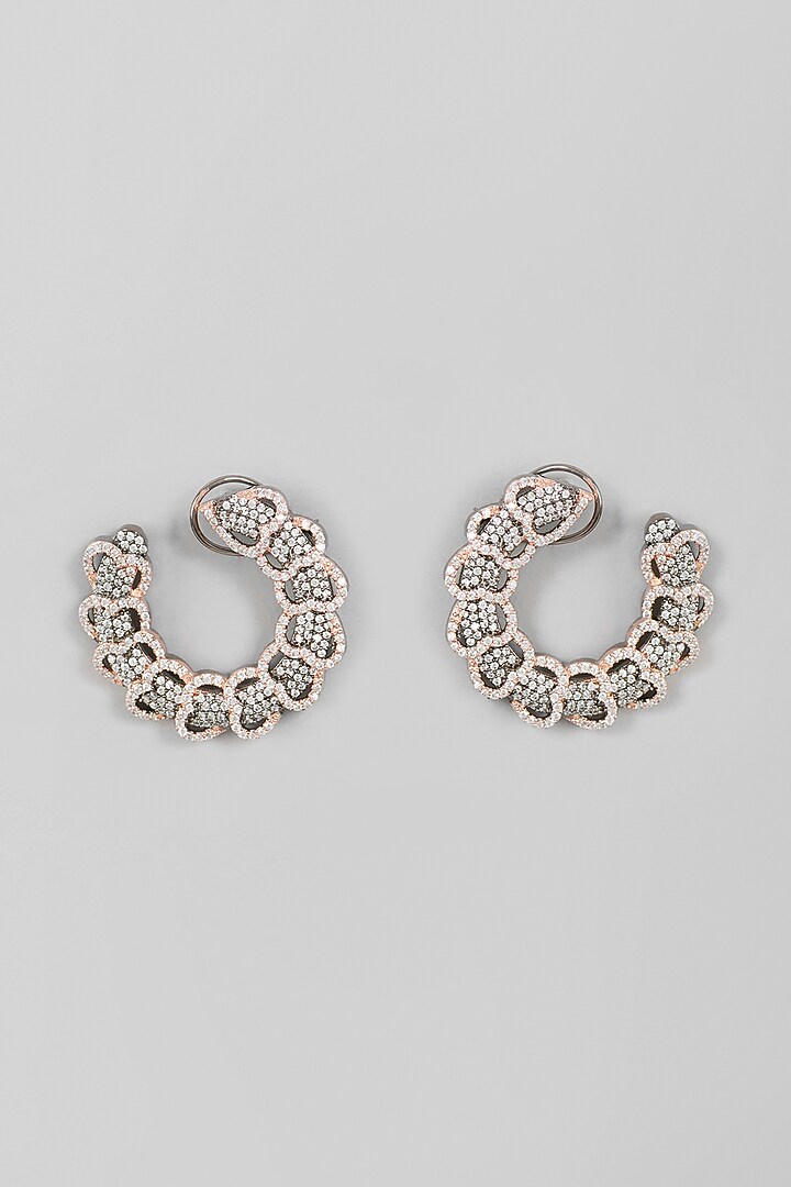 Two Tone Finish Zircon Stud Earrings by Aster at Pernia's Pop Up Shop