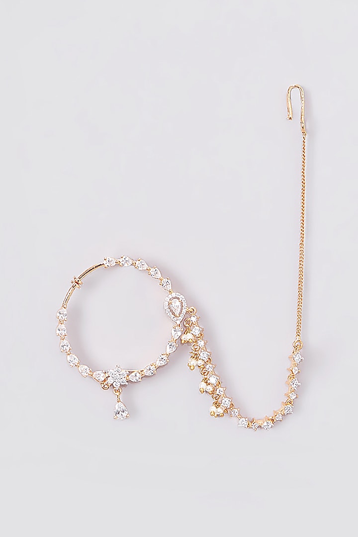 Gold Finish Zircon Nose Ring by Aster at Pernia's Pop Up Shop