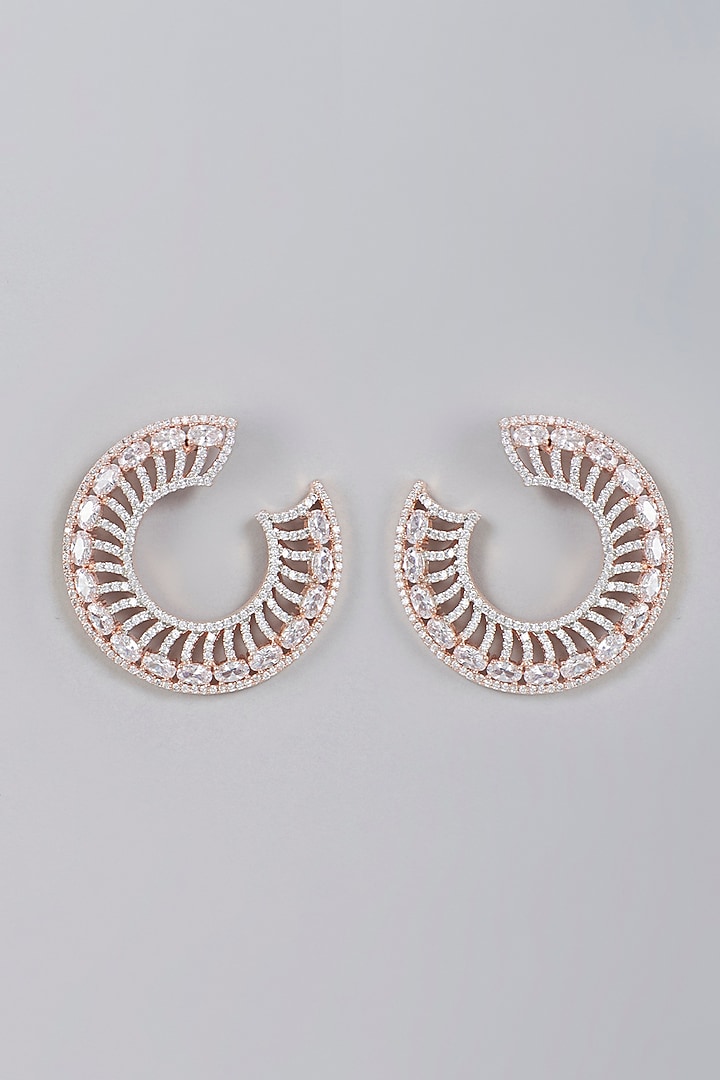 Rose Gold Finish Zircon Stud Earrings by Aster at Pernia's Pop Up Shop