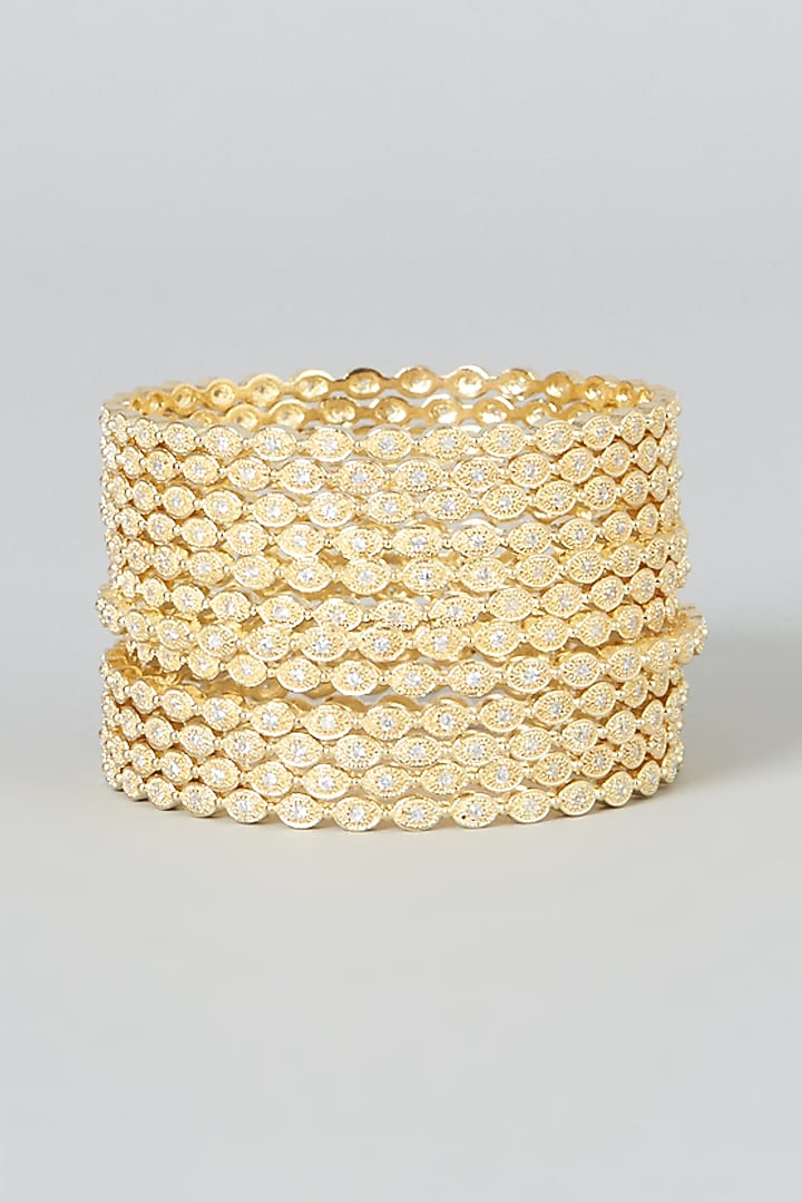 Gold Finish Zircon Bangles (Set of 12) by Aster at Pernia's Pop Up Shop