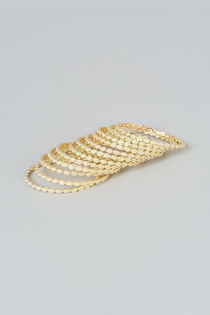 Gold Finish Zircon Bangles (Set of 12) by Aster at Pernia's Pop Up Shop