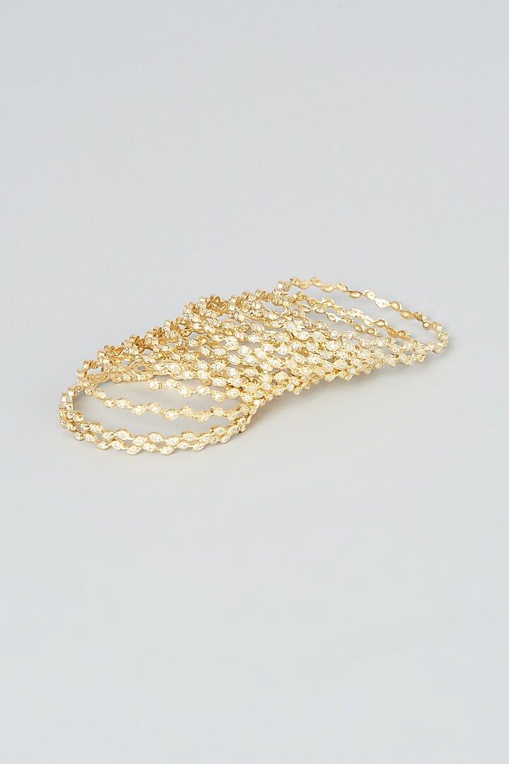 Gold Finish Bangles With Zircons (Set of 12) by Aster at Pernia's Pop Up Shop