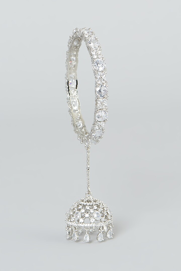 White Finish Zircon Bangles (Set of 2) by Aster at Pernia's Pop Up Shop