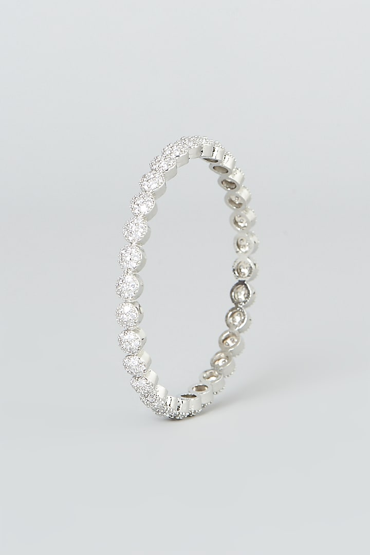 White Finish Zircon Bangles (Set of 4) by Aster at Pernia's Pop Up Shop