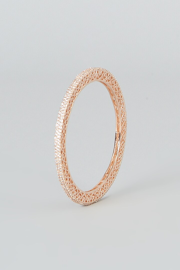 Rose Gold Finish Zircon Bangles (Set of 4) by Aster at Pernia's Pop Up Shop