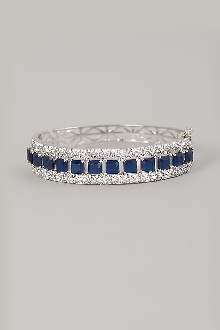 White Finish Zircon & Blue Stone Bracelet by Aster at Pernia's Pop Up Shop