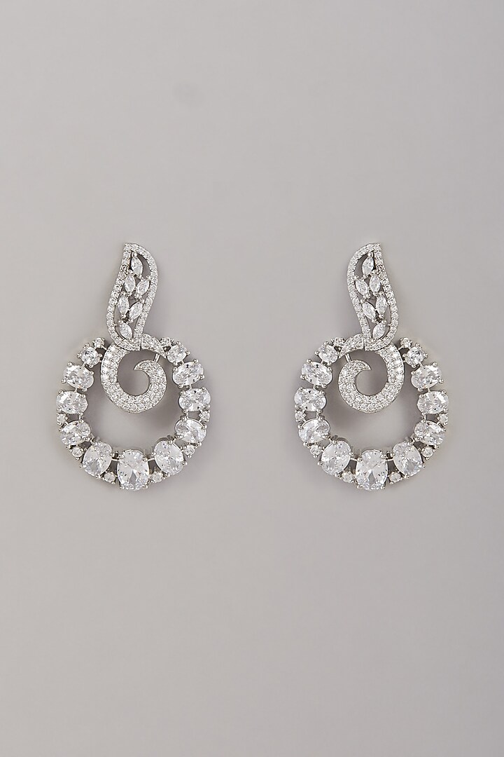 White Finish Zircon Dangler Earrings by Aster at Pernia's Pop Up Shop