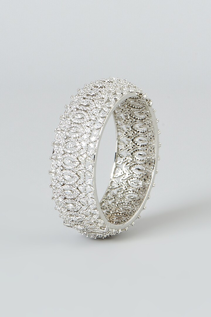 White Finish Zircon Bangle by Aster at Pernia's Pop Up Shop
