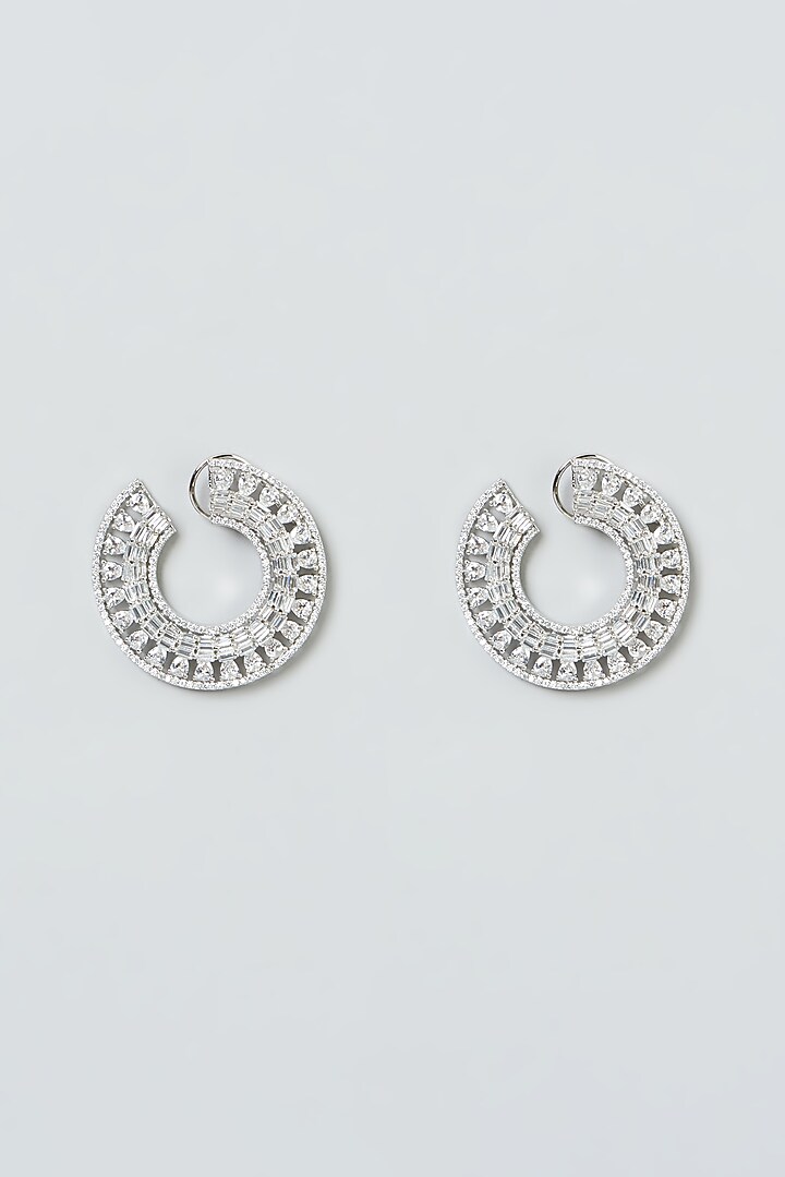 White Finish Zircon Stud Earrings by Aster at Pernia's Pop Up Shop