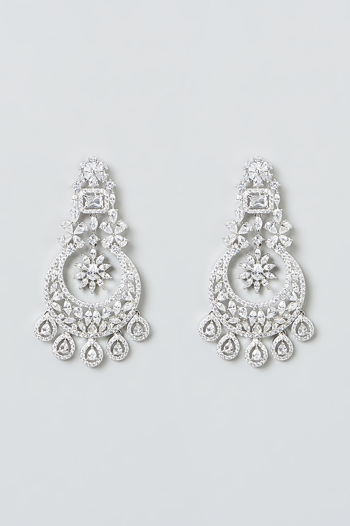 White Finish Zircon Dangler Earrings by Aster at Pernia's Pop Up Shop