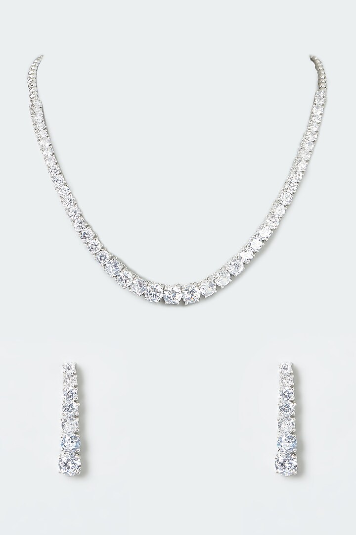White Finish Zircon Necklace Set by Aster at Pernia's Pop Up Shop