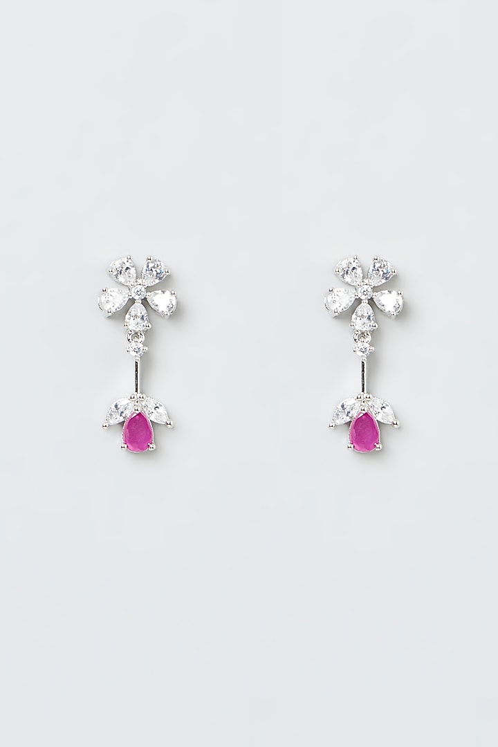 White Finish Zircon & Pink Stone Necklace Set by Aster at Pernia's Pop Up Shop