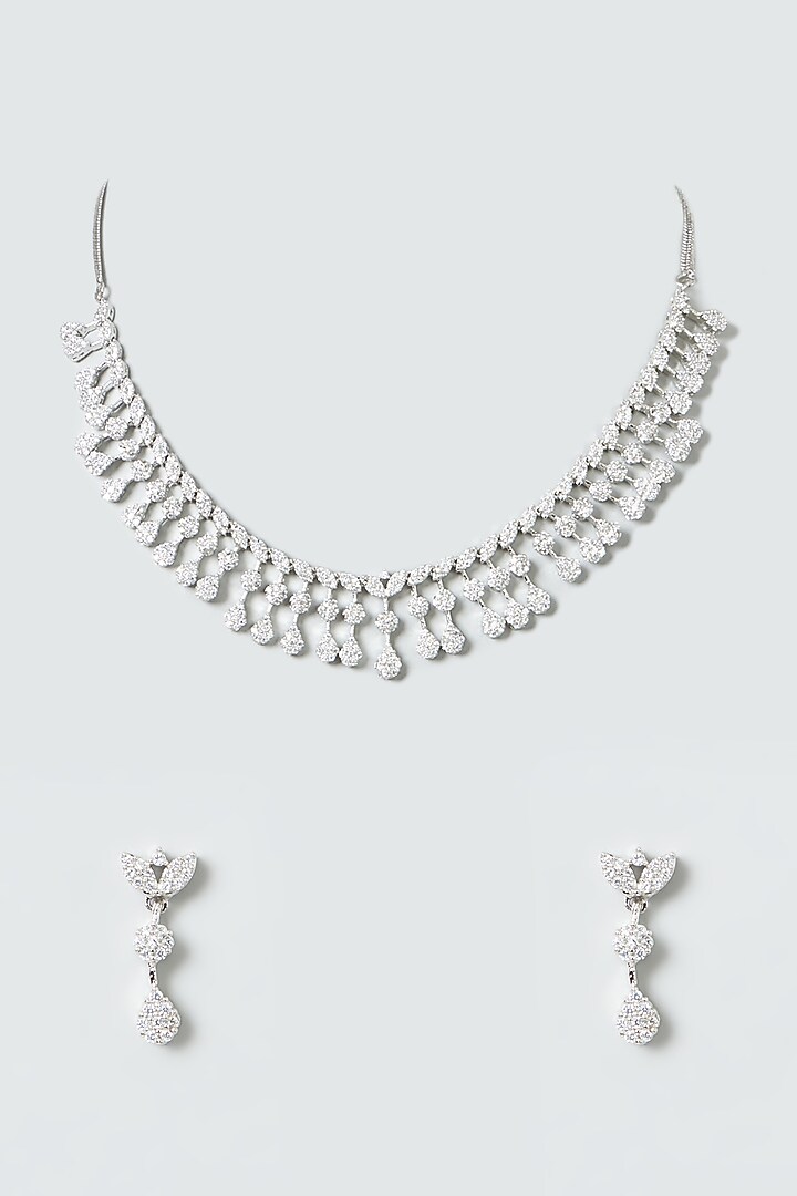 White Finish Zircon Necklace Set by Aster at Pernia's Pop Up Shop