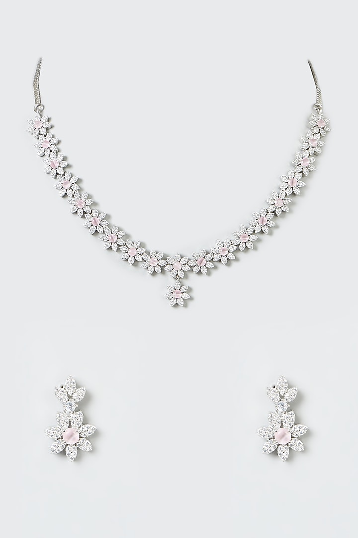 White Finish Zircon Necklace Set by Aster at Pernia's Pop Up Shop