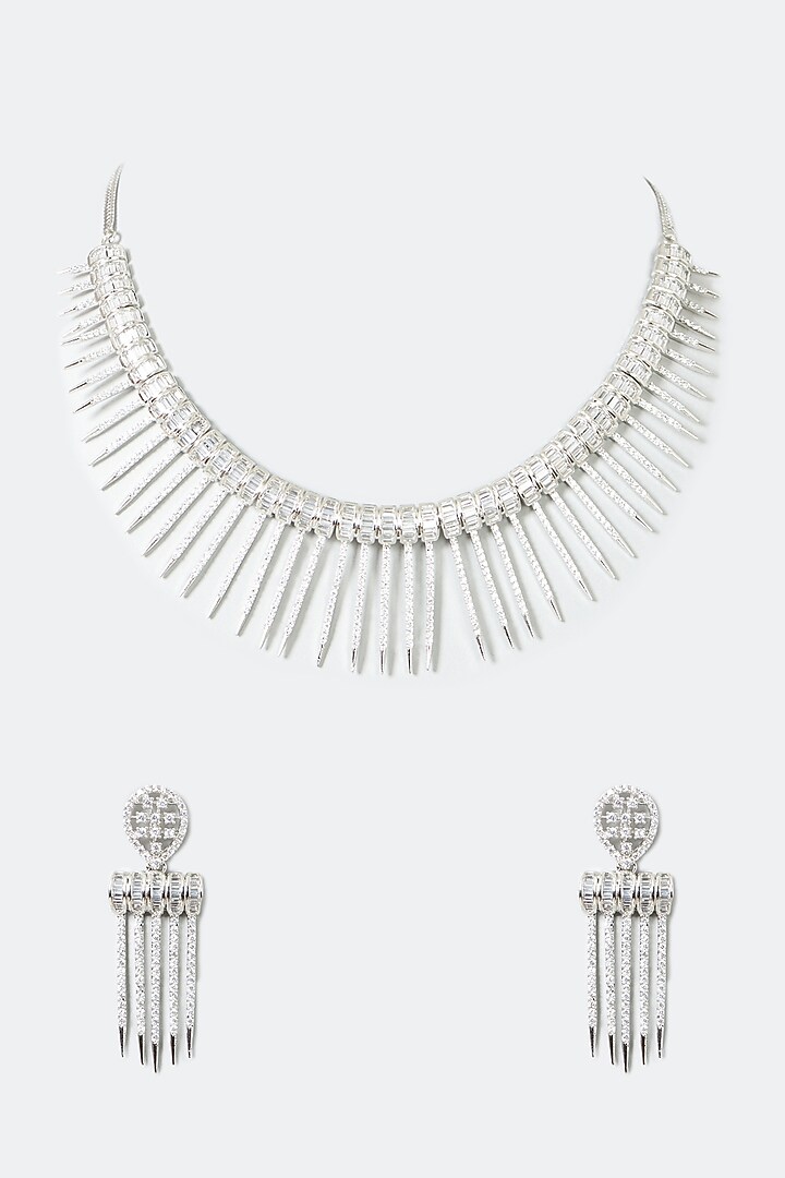 White Finish Zircon Necklace Set by Aster at Pernia's Pop Up Shop