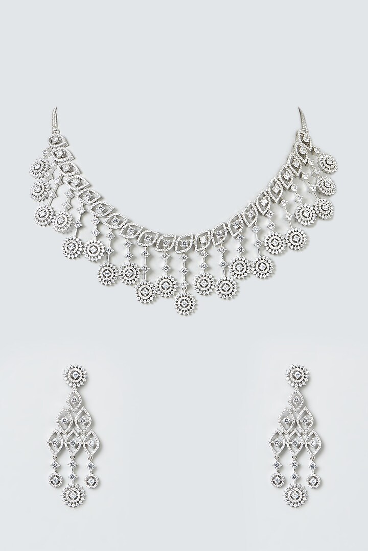 White Finish Zircon Necklace Set by Aster at Pernia's Pop Up Shop