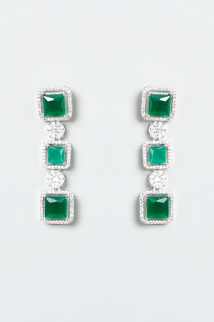 White Finish Green Stone & Zircon Necklace Set by Aster at Pernia's Pop Up Shop