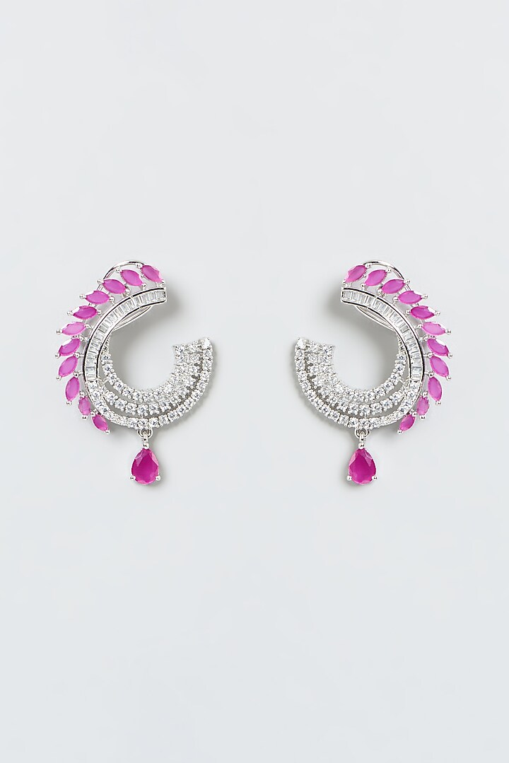 White Finish Zircon & Red Stone Necklace Set by Aster at Pernia's Pop Up Shop