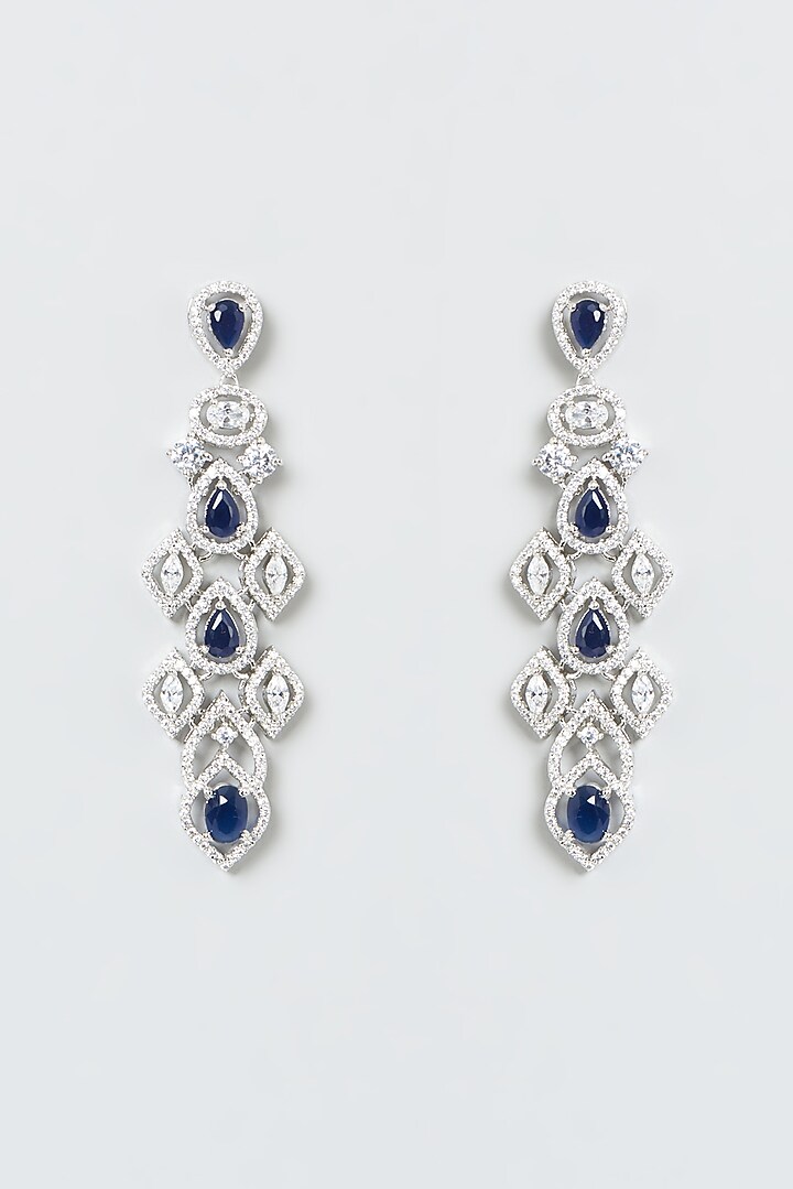 White Finish Blue Stone & Zircons Choker Necklace Set by Aster at Pernia's Pop Up Shop