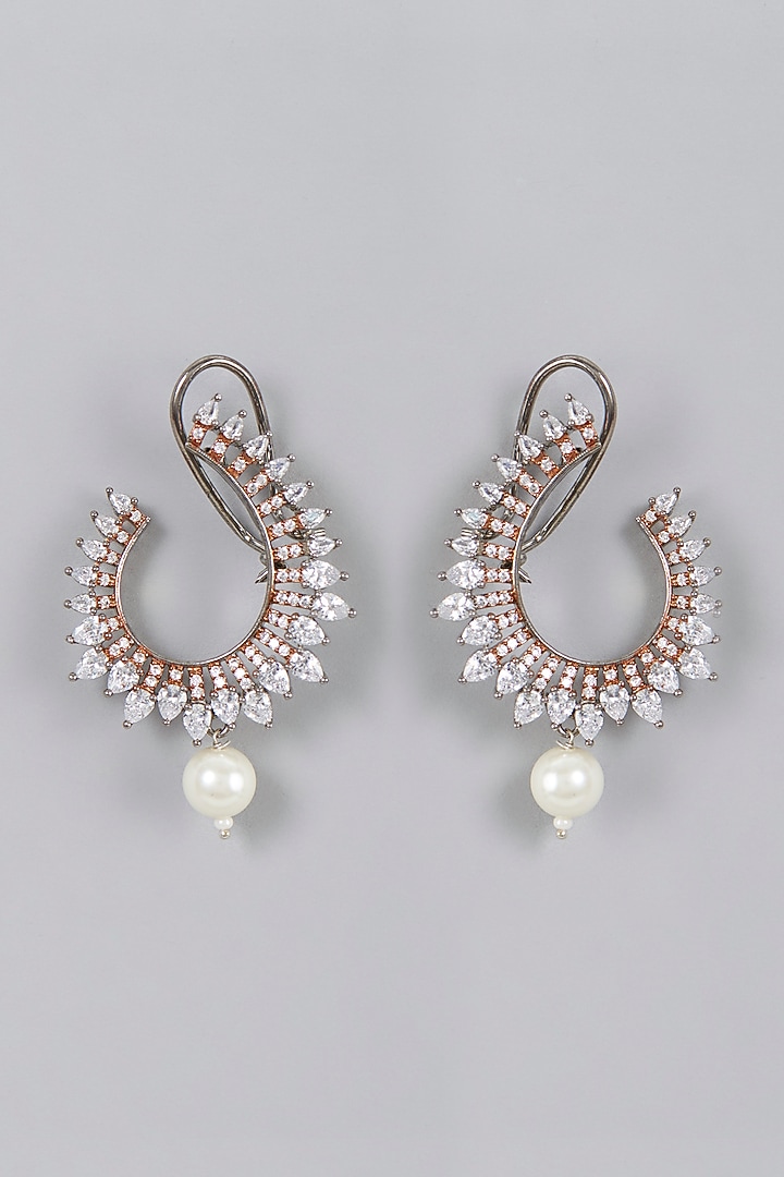 Two-Tone Finish Zircon Stud Earrings by Aster at Pernia's Pop Up Shop