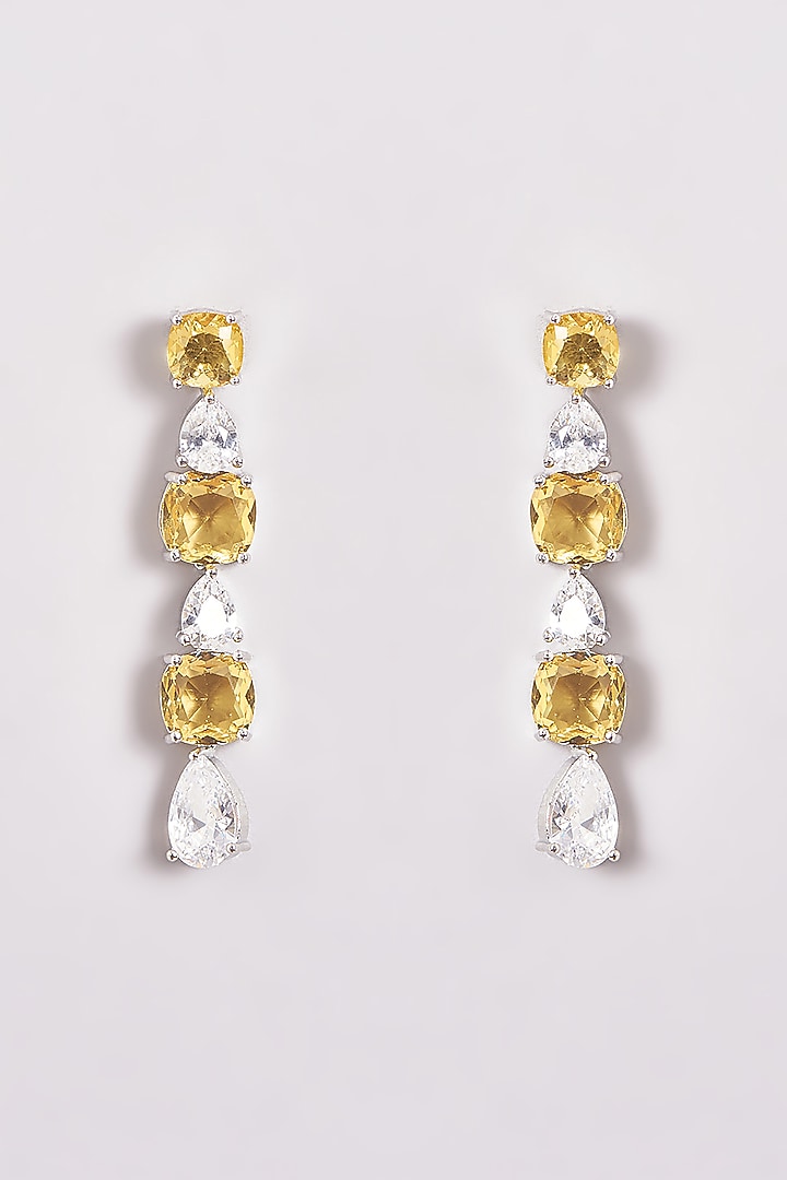 White Finish Zircon & Yellow Stone Necklace Set by Aster at Pernia's Pop Up Shop
