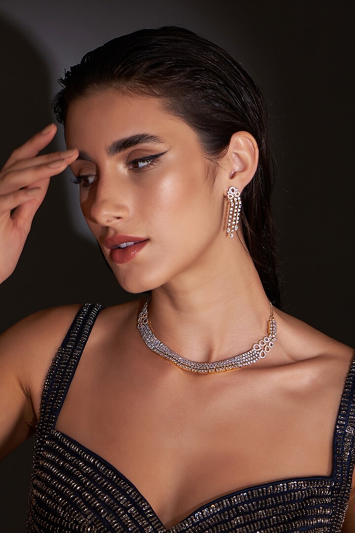 Gold Finish Zircon Necklace Set by Aster at Pernia's Pop Up Shop