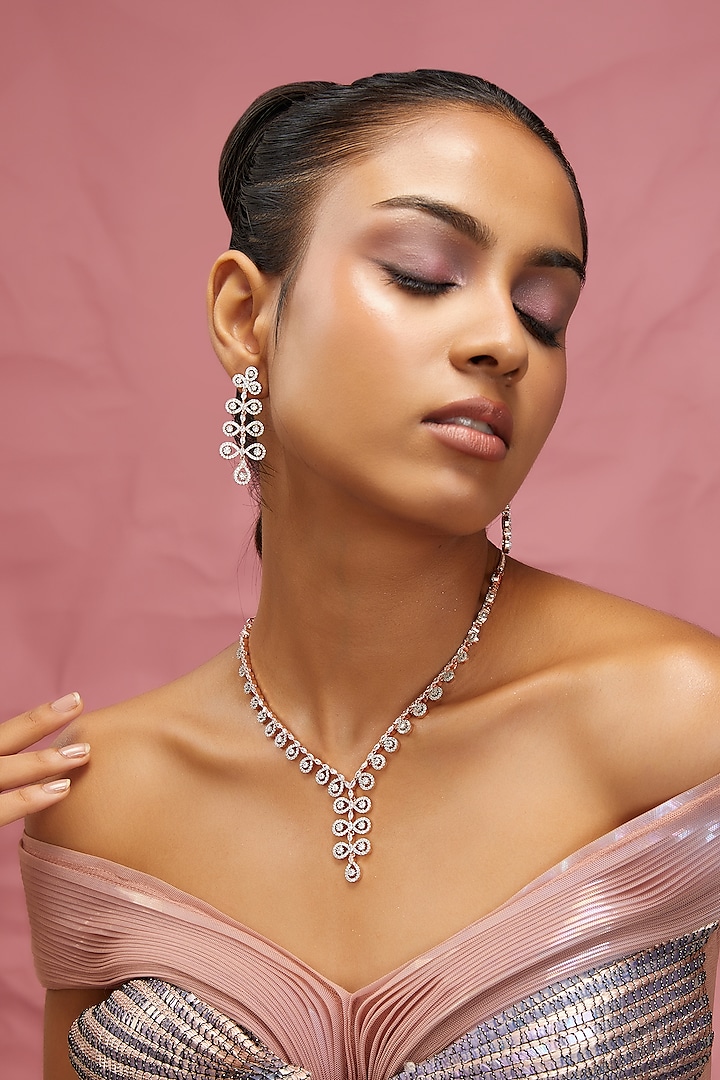 Rose Gold Finish Zircon Necklace Set by Aster at Pernia's Pop Up Shop