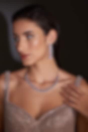 White Finish Zircon & Red Stone Necklace Set by Aster at Pernia's Pop Up Shop