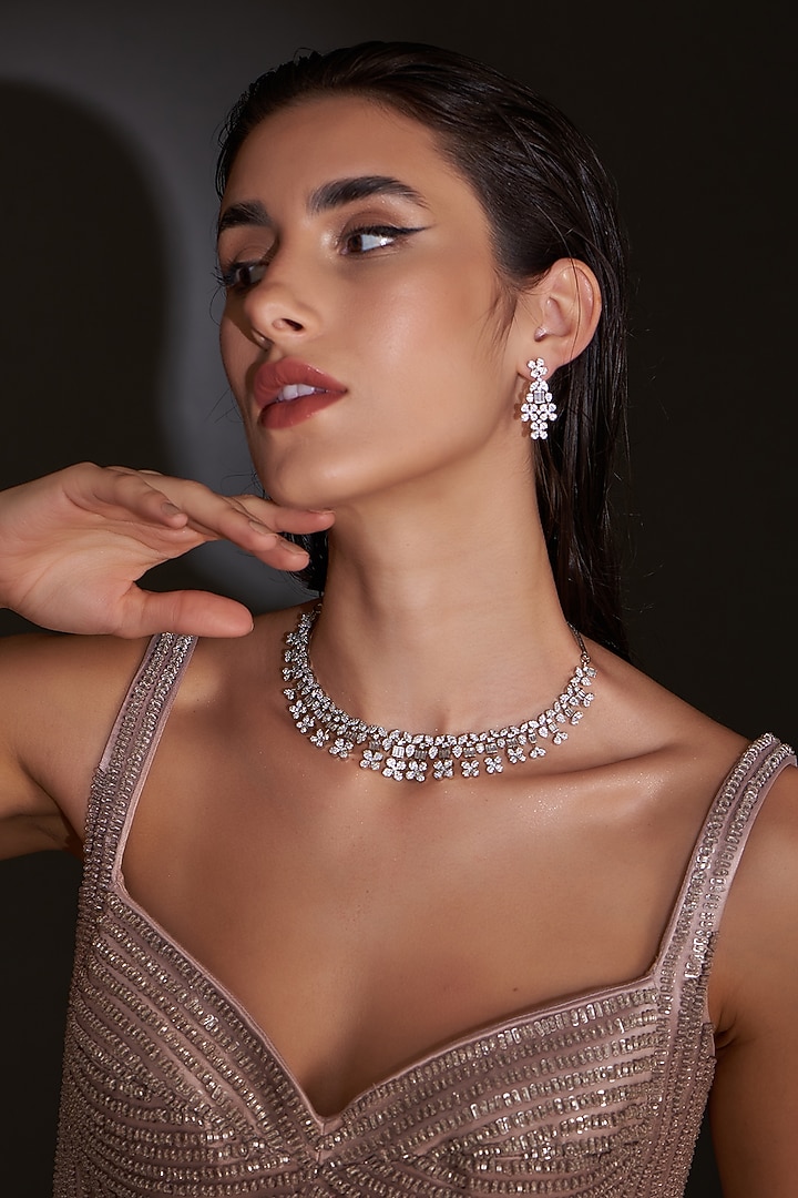 White Finish Zircon Necklace Set by Aster at Pernia's Pop Up Shop