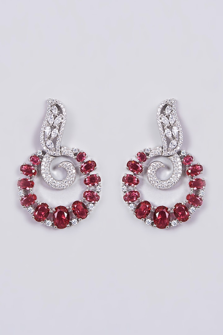 White Finish Zircons Dangler Earrings by Aster at Pernia's Pop Up Shop