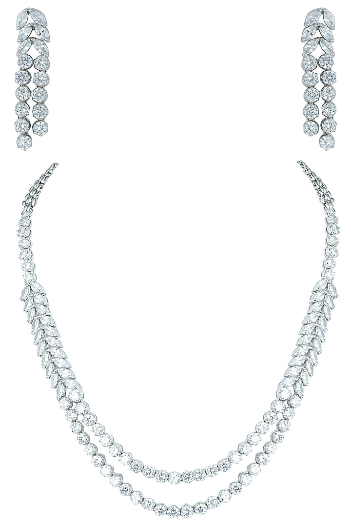 Silver plated double layered faux necklace set available only at Pernia's Pop Up Shop.