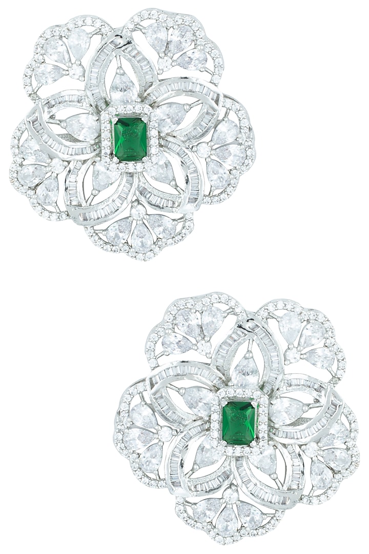 Silver plated oversized floral stud earrings available only at Pernia's Pop Up Shop.