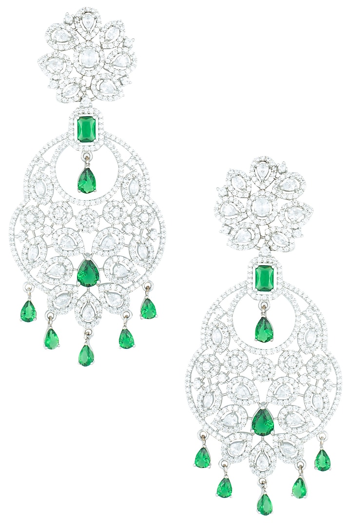 Silver plated zircon dangler earrings available only at Pernia's Pop Up Shop.