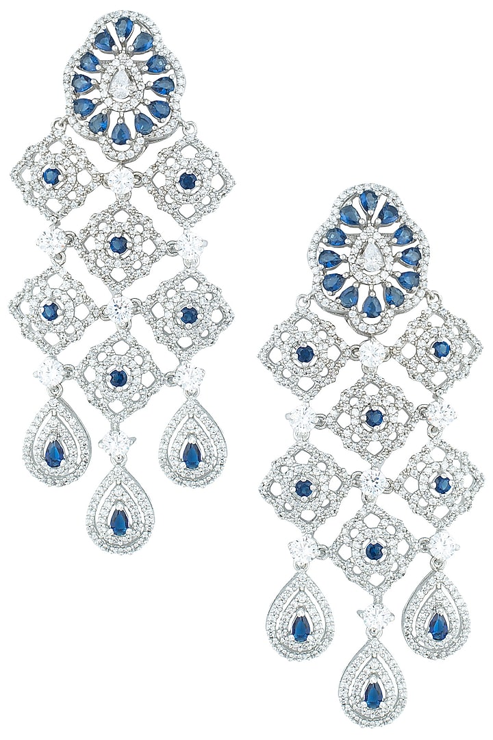 Silver plated faux sapphire earrings available only at Pernia's Pop Up Shop.