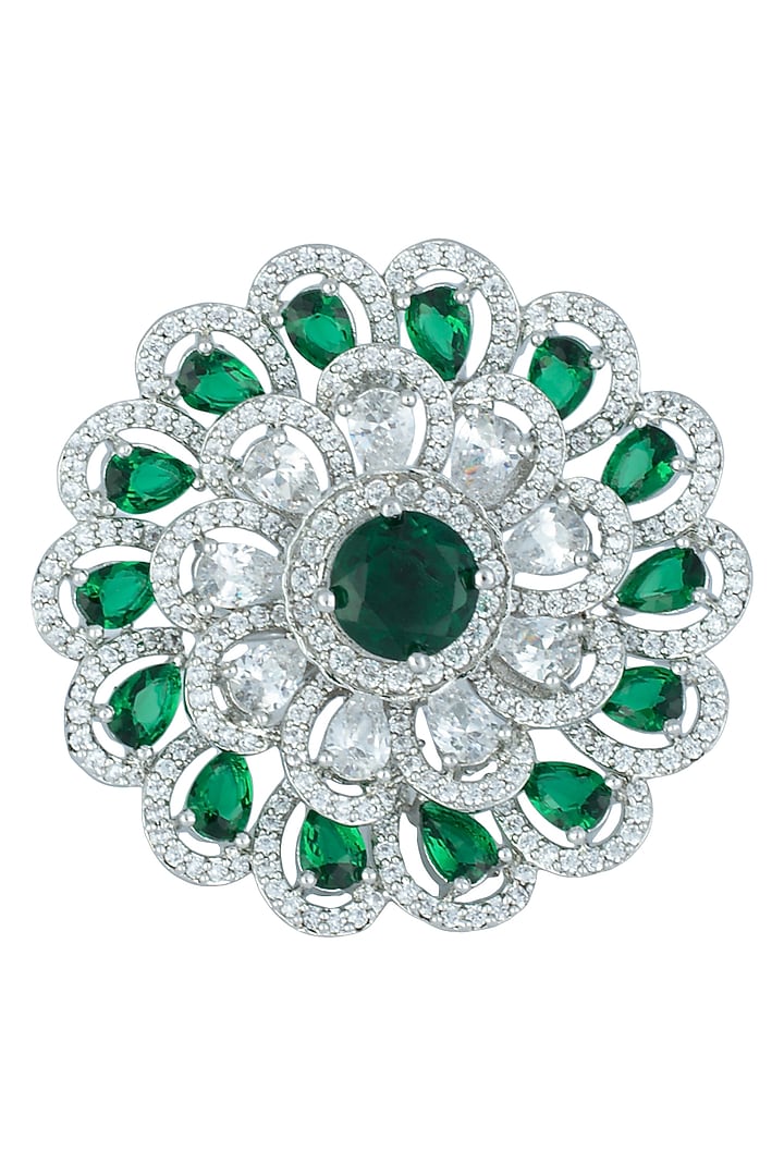 Silver plated faux diamond and emerald ring available only at Pernia's Pop Up Shop.
