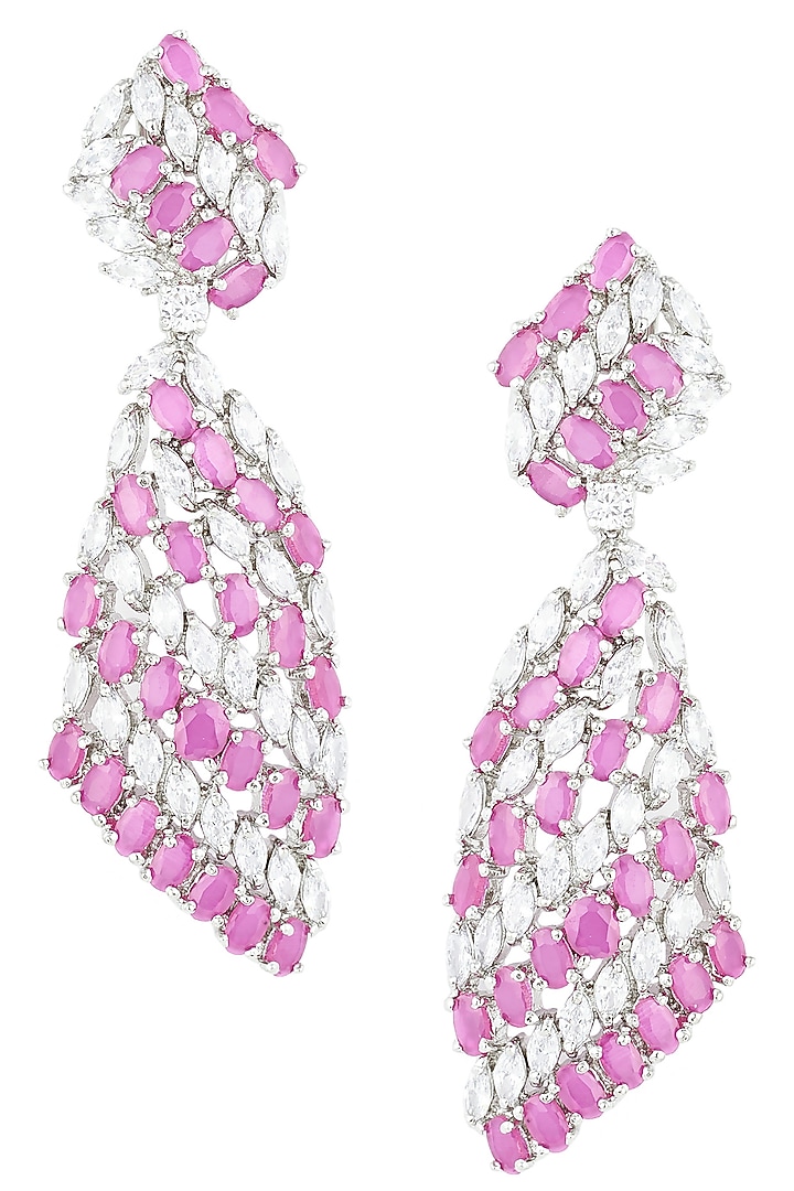 Silver plated faux ruby and diamond earrings available only at Pernia's Pop Up Shop.